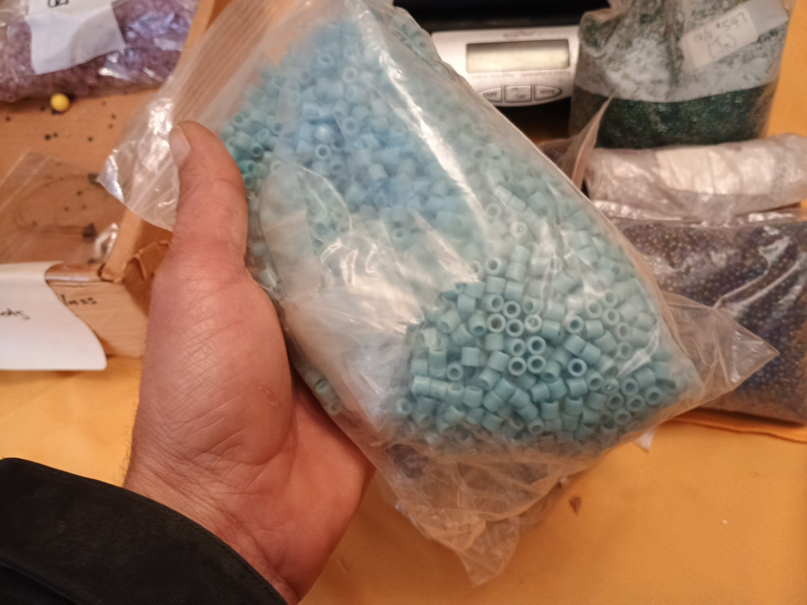 Vintage Fire Mountain Seed Beads Bags Plastics 10/0 11/0 12/0 Box Ab Seeds Mixed