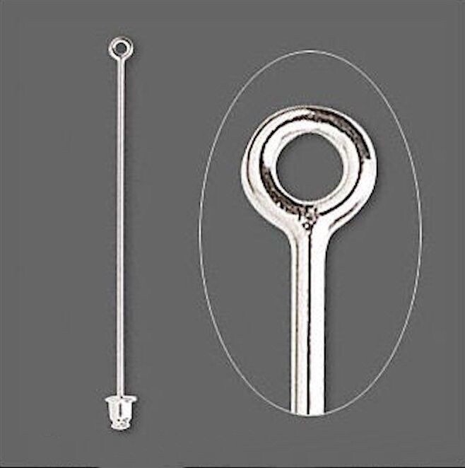 Stick Pin, Silver Plated Brass 2 1/2 Inches Long with Loop & Clutch 20 OR 50