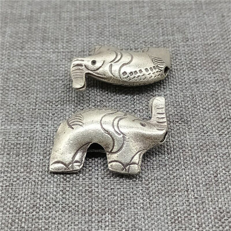 Thai Karen Hill Tribe Silver Elephant Beads for Bracelet Necklace