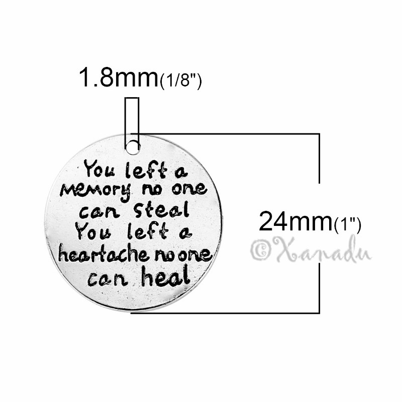 Memorial Charms – 23mm Antiqued Silver Plated Pendants C7712 – 2, 5 Or 10PCs