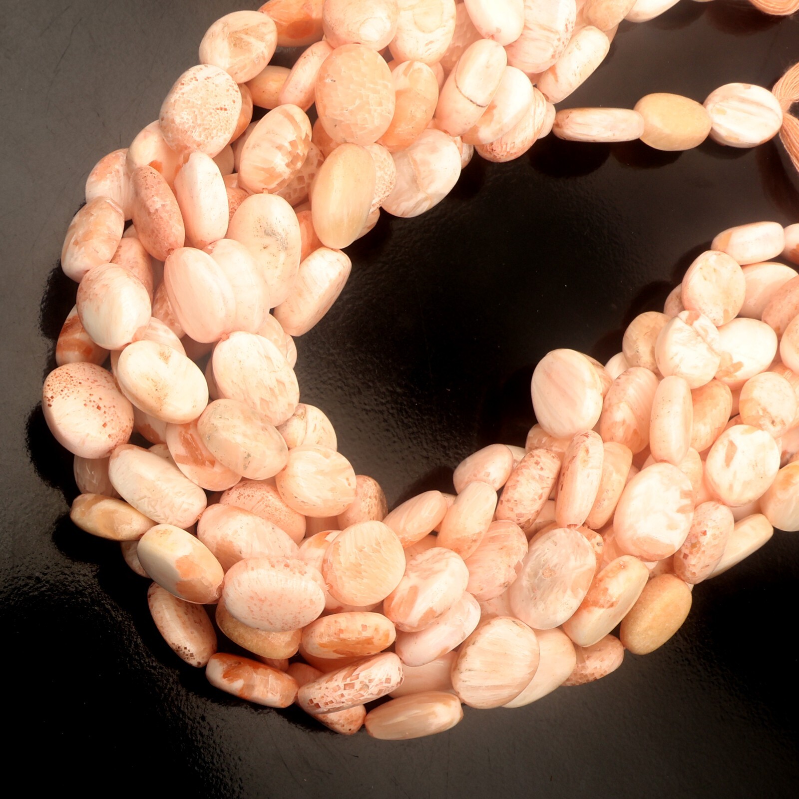 Natural Peach Scolecite Beads 8 Inch Strand 11×14-11×15 MM Smooth Oval Beads