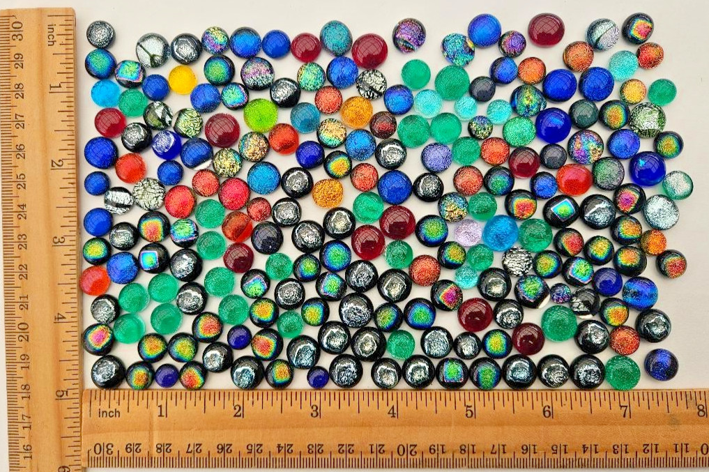 200+ Small Handcrafted Dichroic Glass Cabochons/Lot/Jewelry Making/90 COE