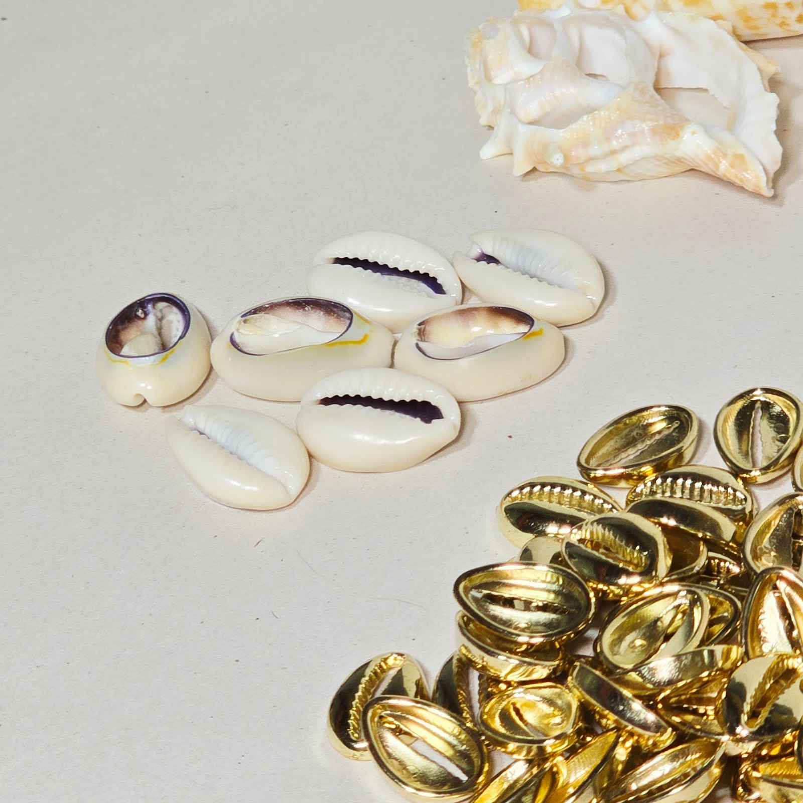 24K Gold Dipped Cowrie Shell Pendant Scallop Boho 24K Gold Dipped Charm