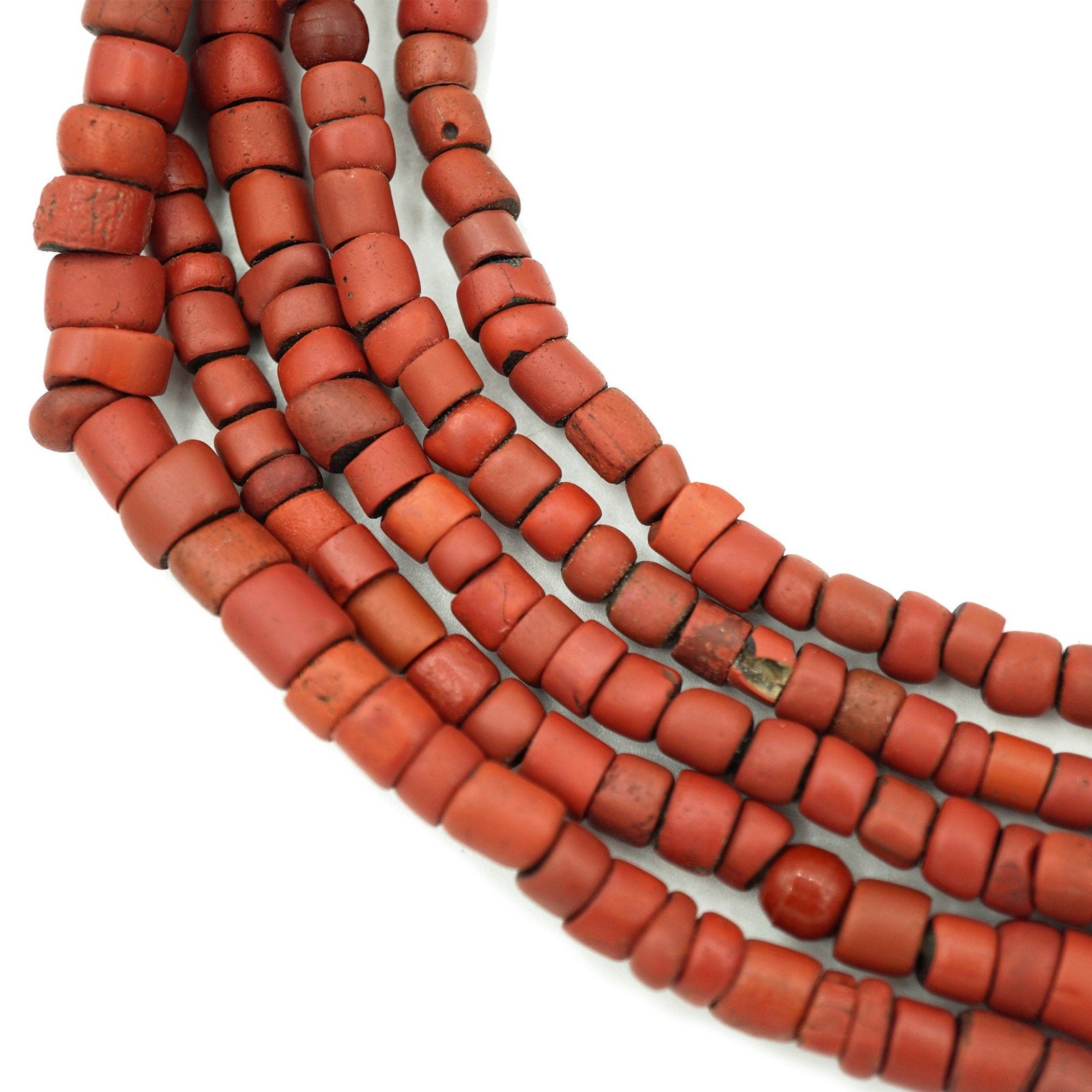 Brick Red Venetian Green Heart Beads 6-12mm ( 1264A215) African