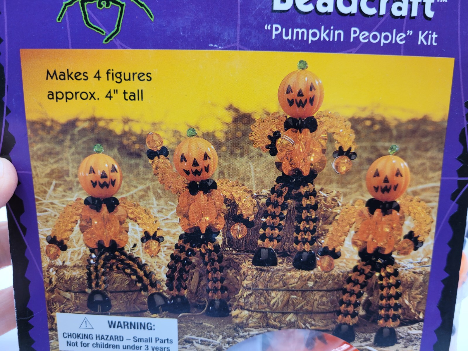 The Beadery PUMPKIN PEOPLE Bead Beading Halloween Ornament Kit Makes 4 Vtg