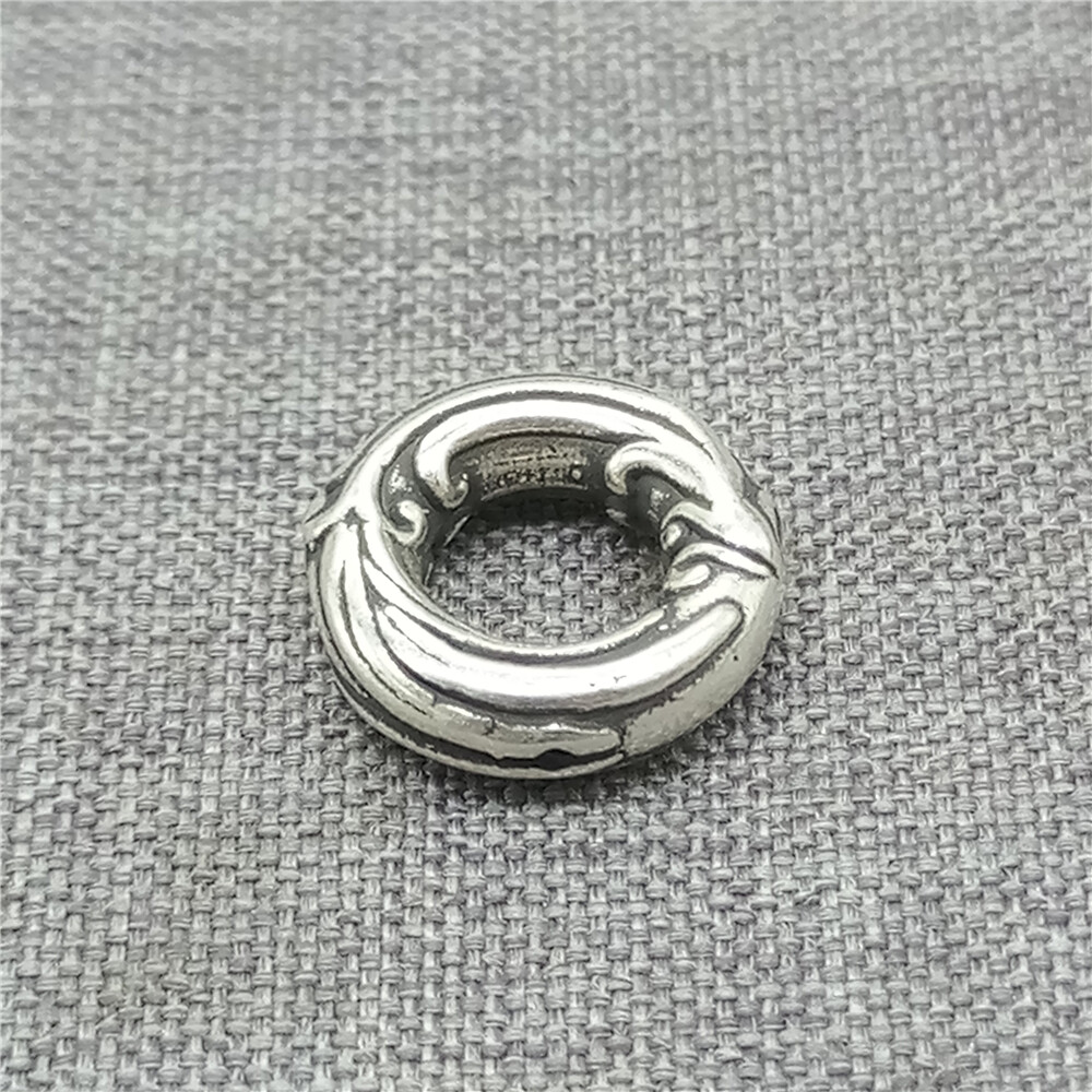 4pcs of 990 Fine Silver Large Hole Dragon Circle Beads Spacer 13mm Light Weight