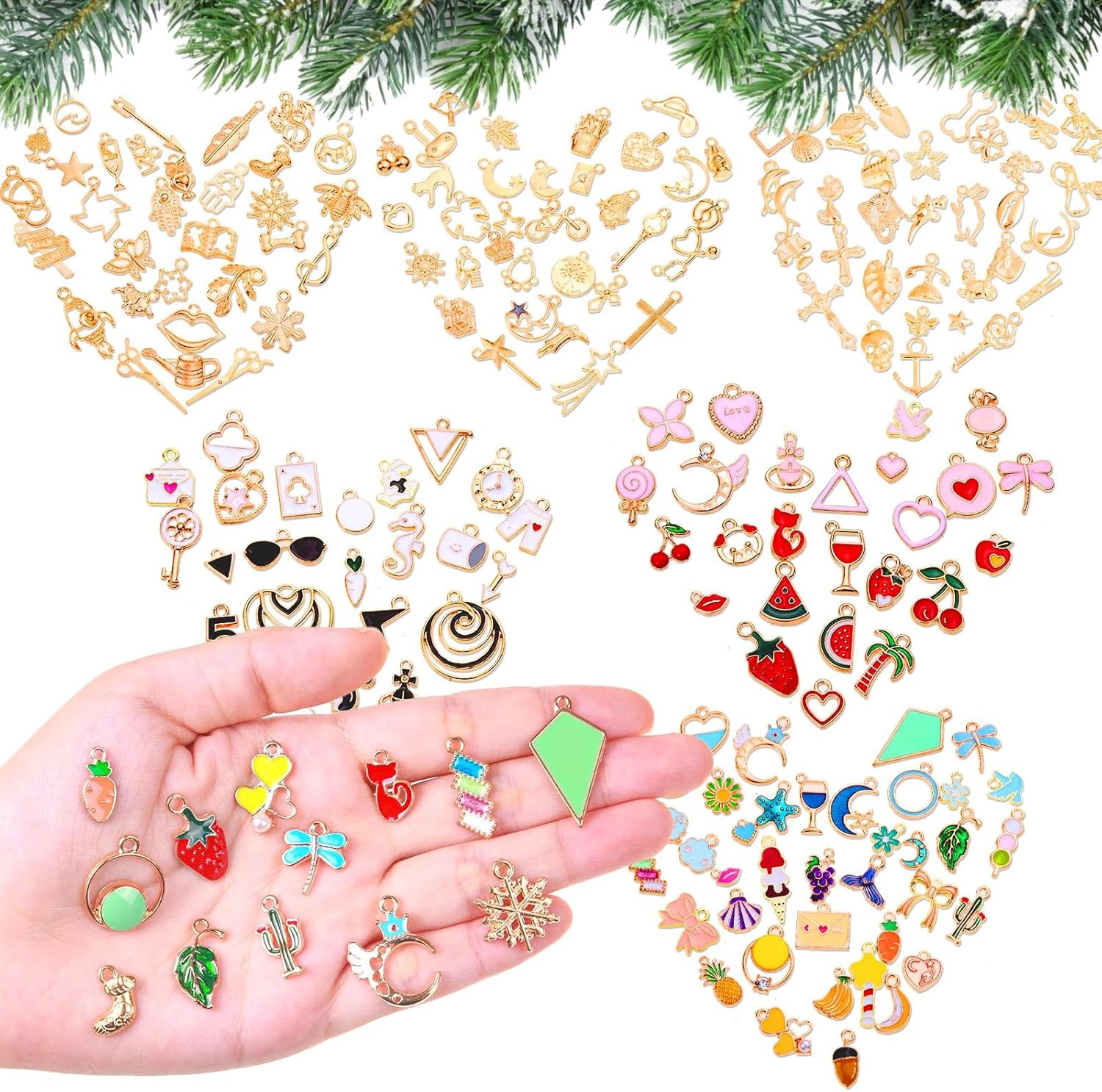 200Pcs Charms for Jewelry Making, Assorted Wholesale Mixed Bulk Metal Earring Ba