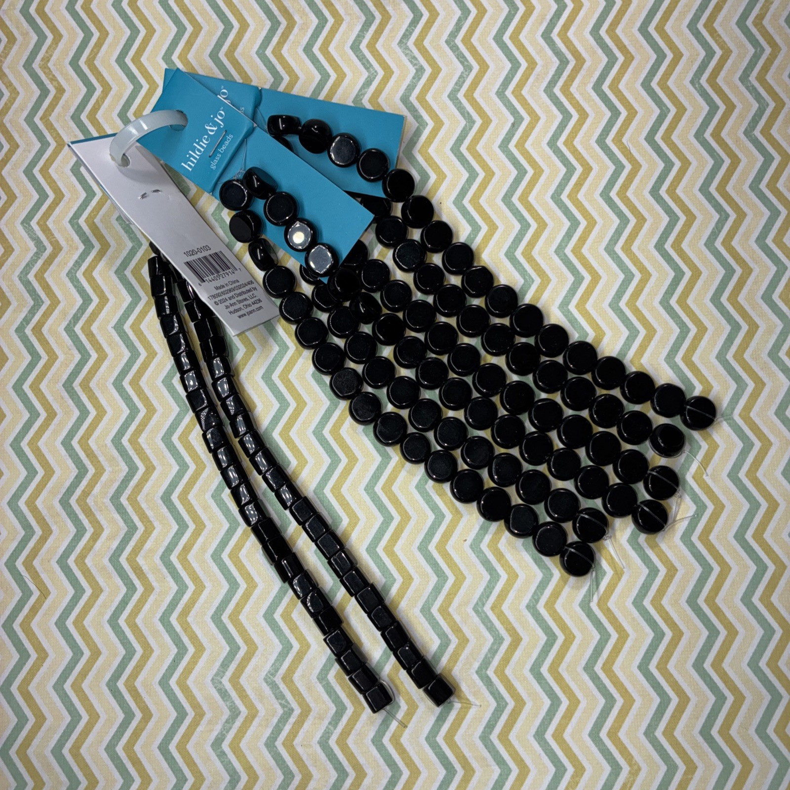 Lot of glossy black glass beads for jewelry making – NEW -8 strands – 56 inches