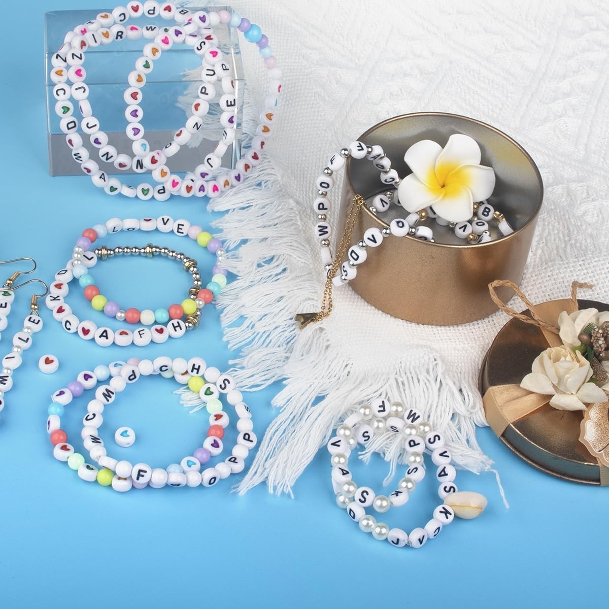 Alphabet Letter Beads 1000PCS Heart Beads Acrylic DIY Bracelet Jewelry