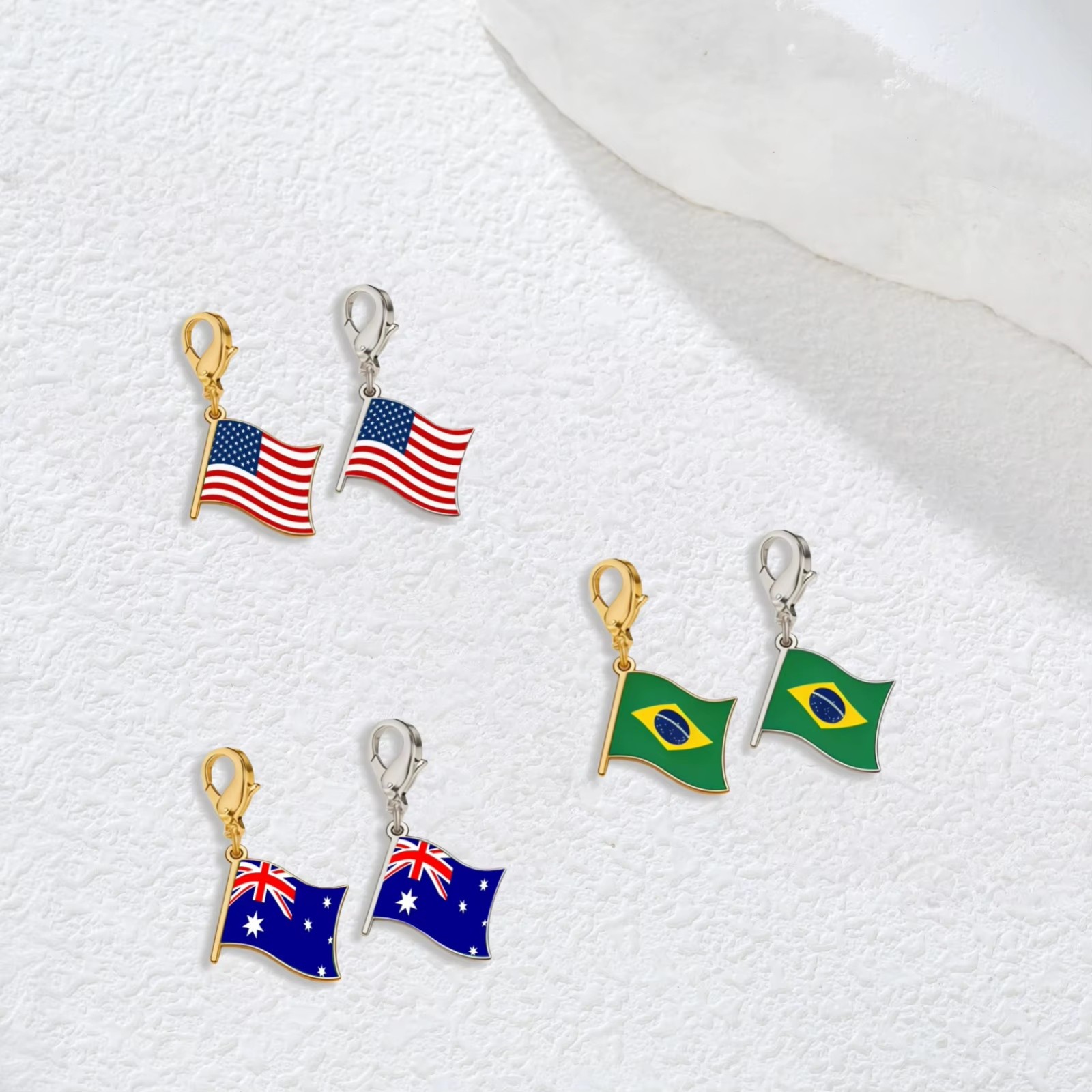 Stainless Steel DIY Jewelry Custom 17*14mm Country Flag Charm for Football Fans
