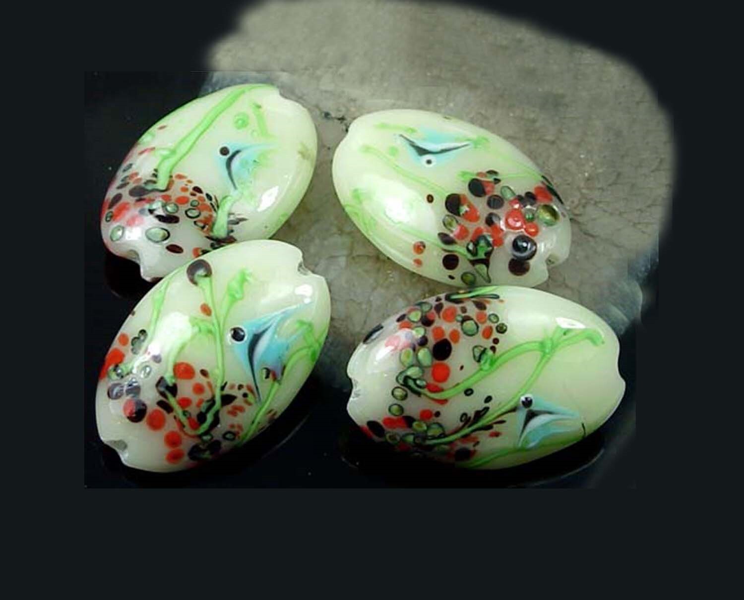 Handmade Lampwork “Underwater” Pendant Oval Beads (1 pc)