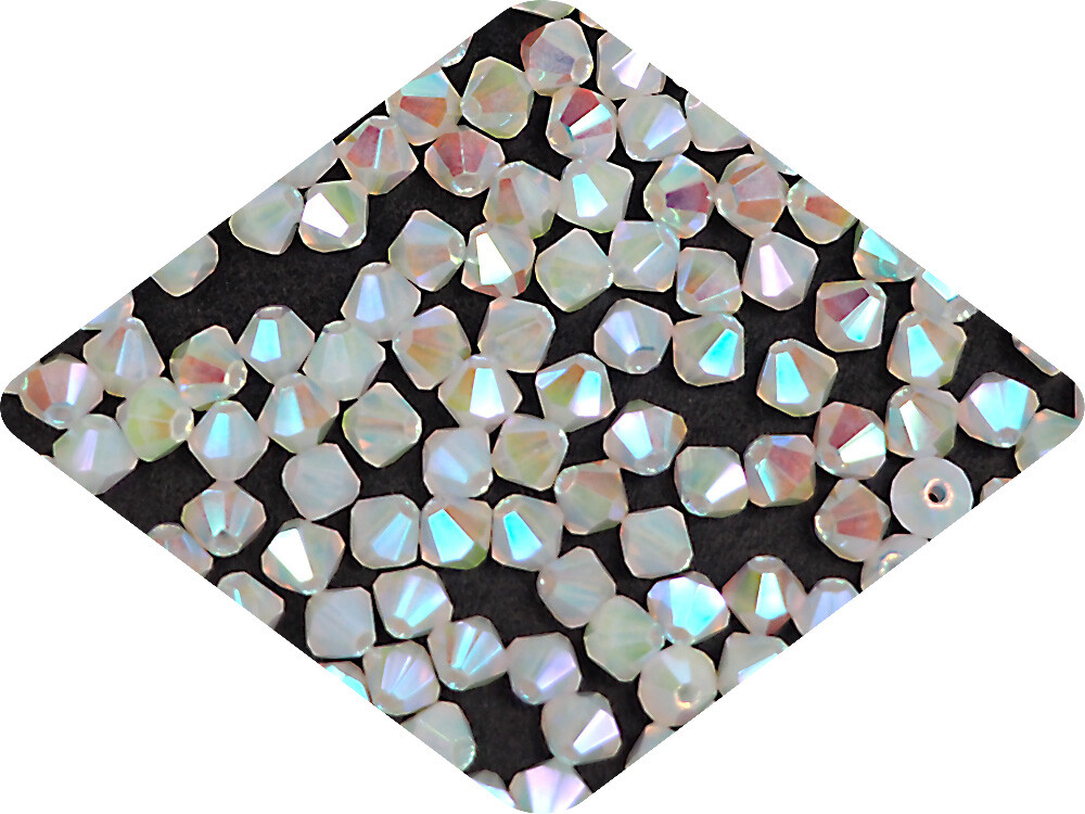 Czech Bicone Crystal Beads White Opal full AB 3mm 4mm 6mm AB2X Rondelle Diamond