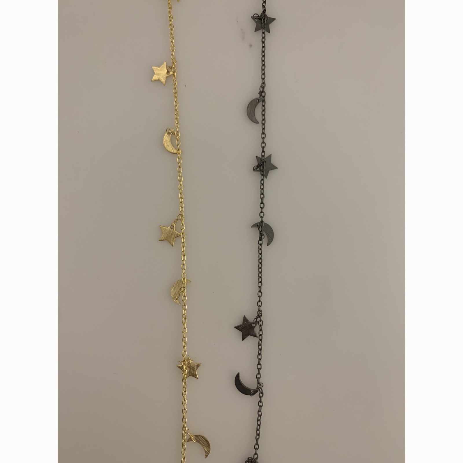 Star and Moon Shape Charms Chain | Dangling Chain | Available in 3 Colors: Gold,