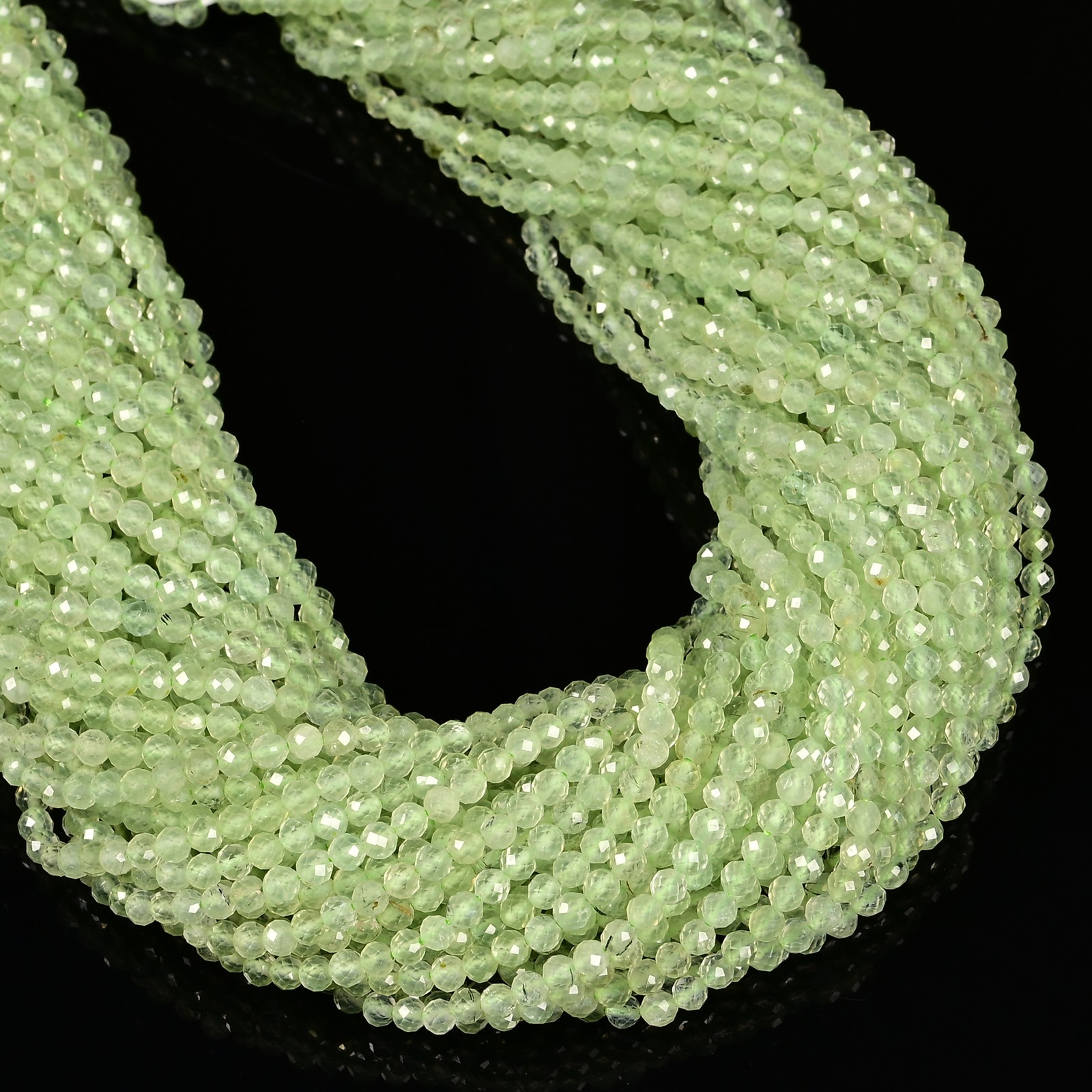 Natural Prehnite Faceted Round Beads 2mm 3mm 4mm 15.5″ Strand