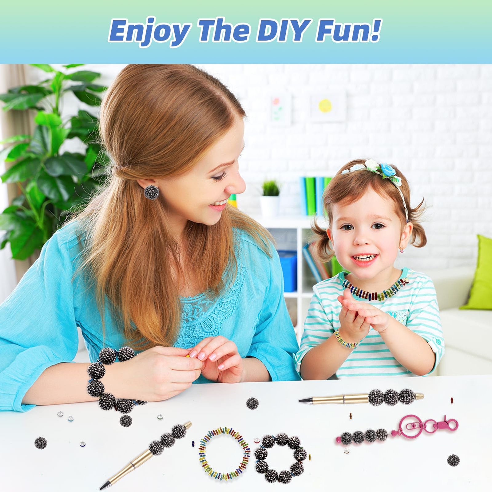 20mm Beads for Pens – 20 Pcs Rhinestone Beads and 220 Pcs Spacer Bead for Bea…