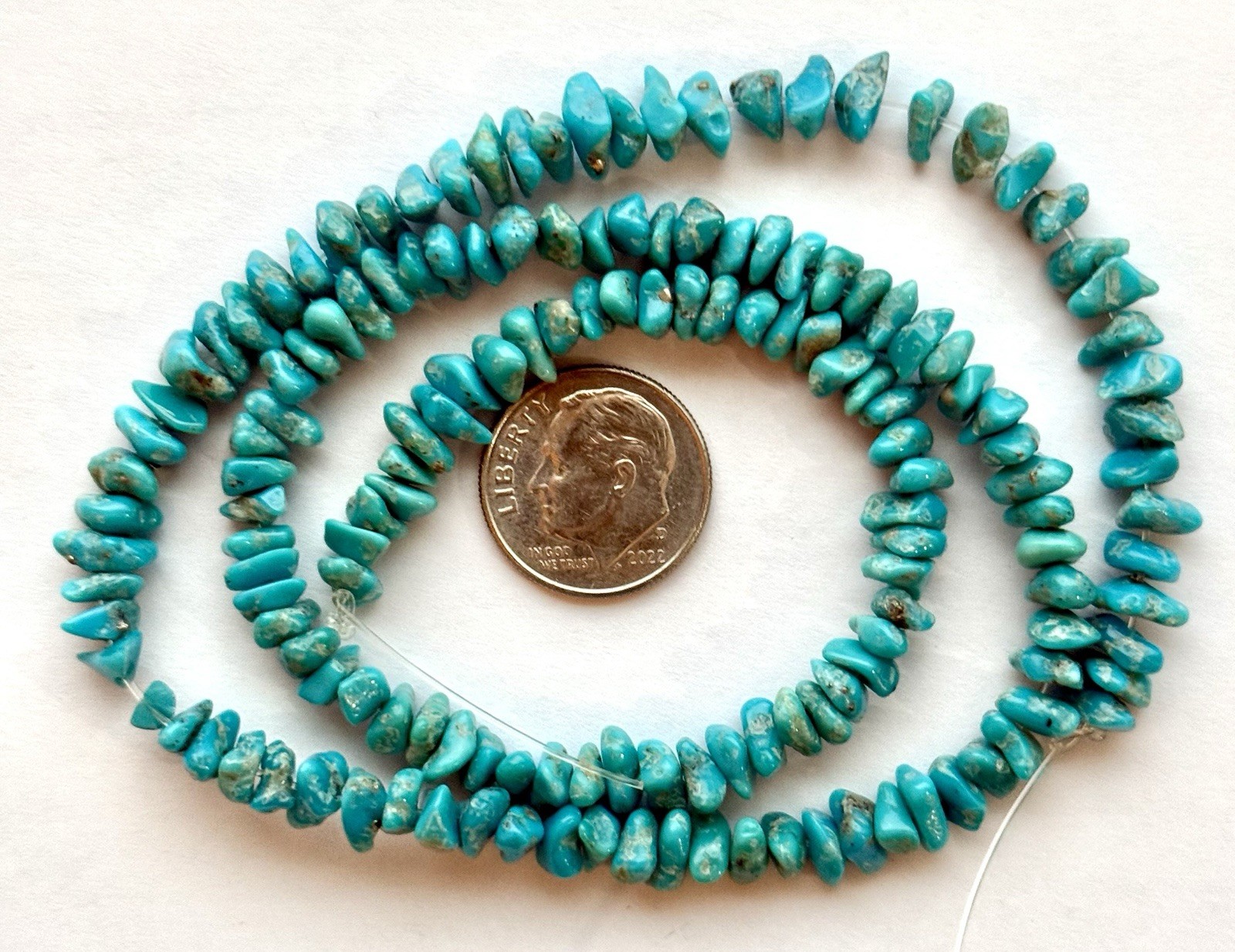 OLD STOCK ARIZONA SLEEPING BEAUTY TURQUOISE NUGGET BEADS 16” STRAND 80 CARATS