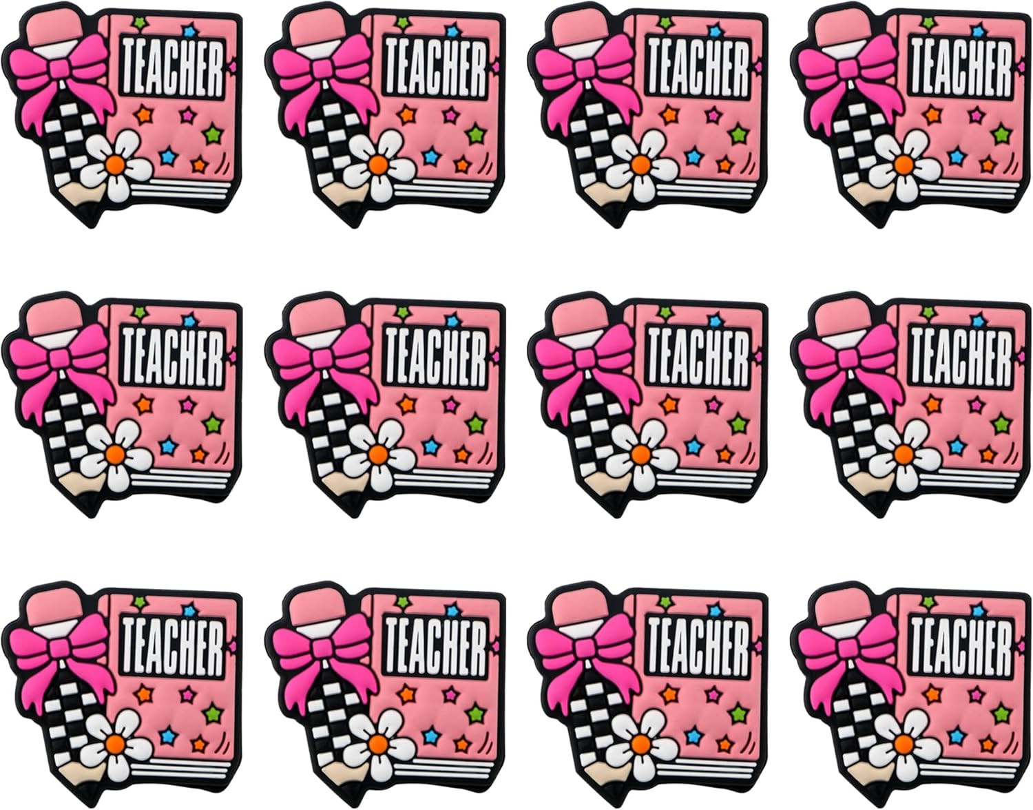 Lovymi 12PCS Teacher Silicone Focal Beads for Pens, Pink Pencil Teacher Silic…