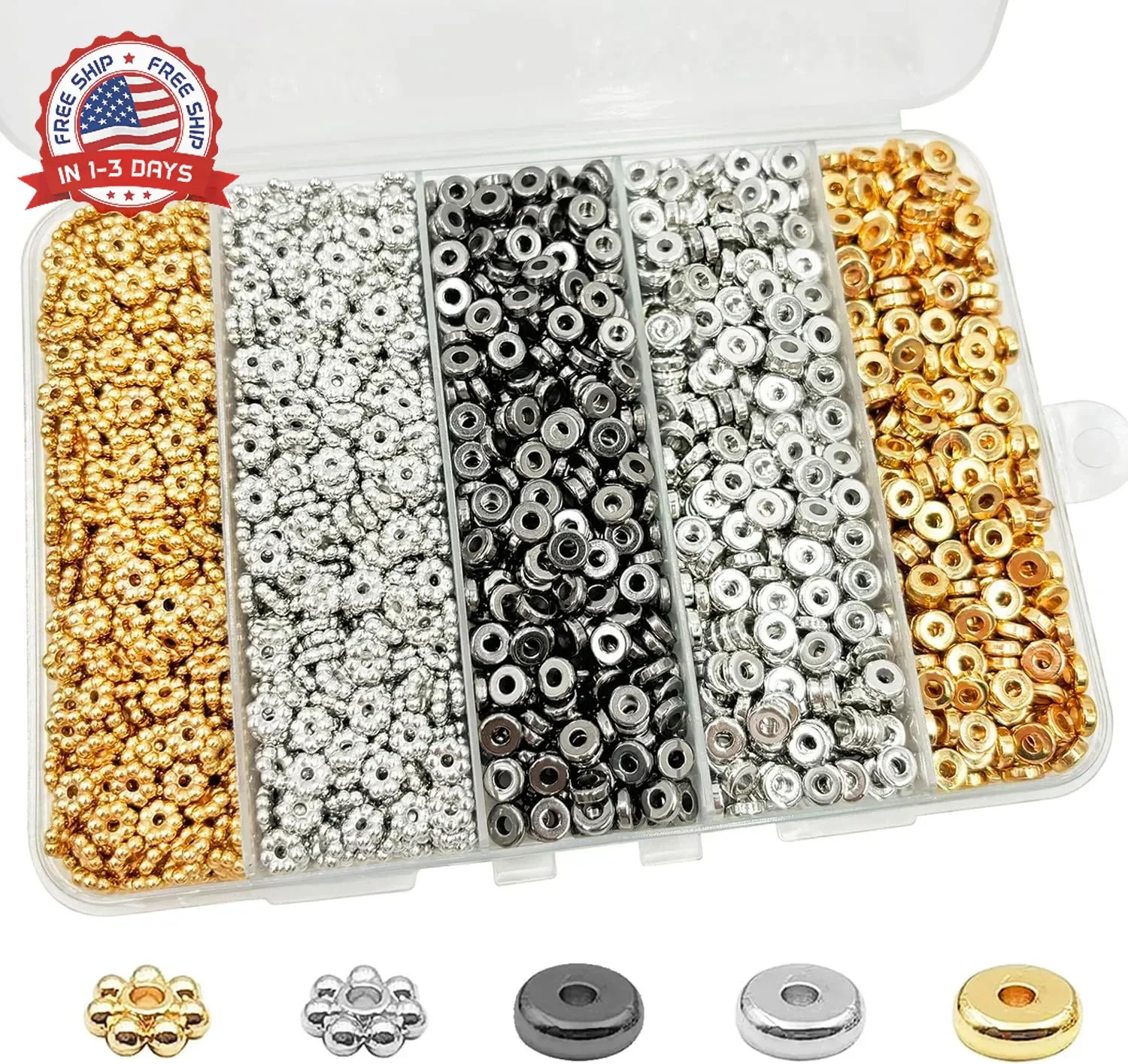 6mm Flat Round Spacer Beads, Clay Beads for Bracelets Making Kit, Heishi Polymer