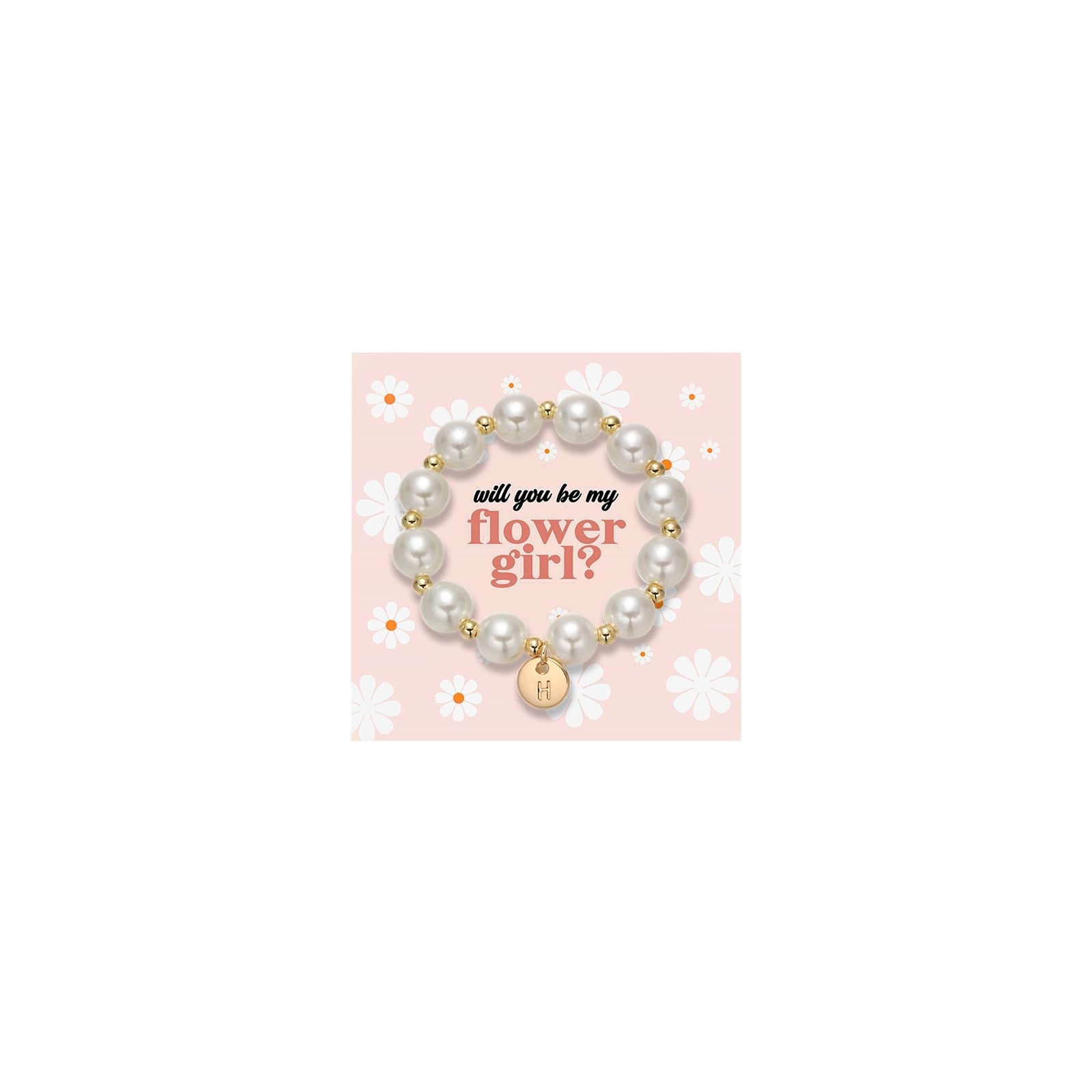Flower Grl Proposal Gifts, Flower Gal Pearl Bracelet Wedding Bridal Shower – 01