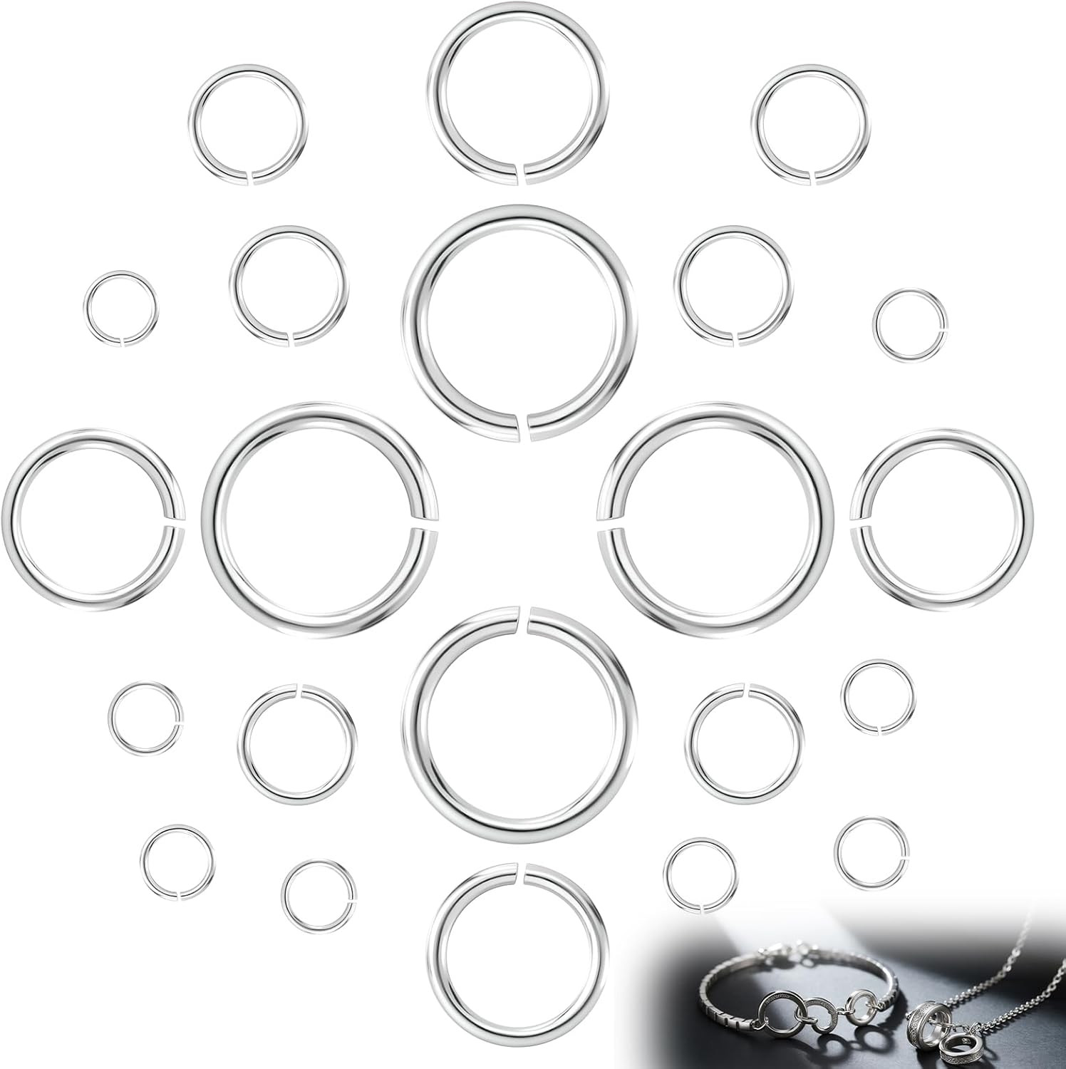 20Pcs 925 Sterling Silver Jump Rings, 6Mm 5Mm 4Mm 3Mm Small Necklace Jewelry …