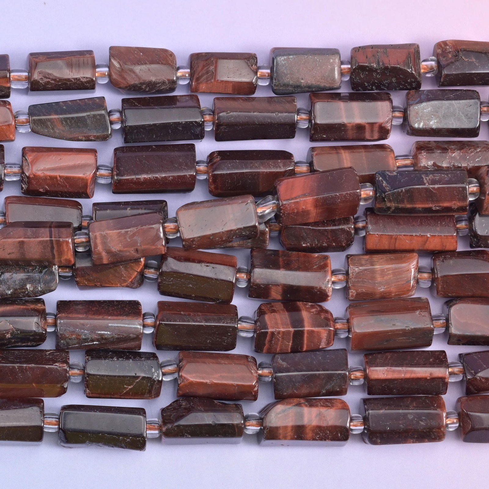 Natural Red Tiger Eye Faceted Tube Beads Size 12x8mm