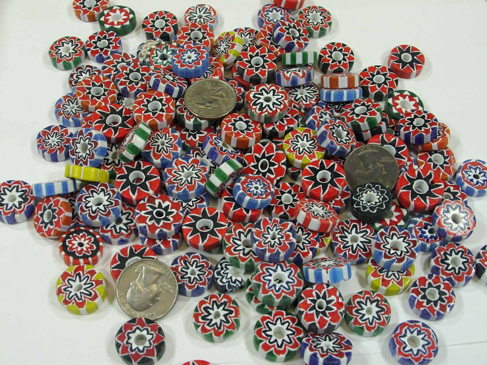 2 Pounds Assorted India Handmade Chevron Glass Beads Wholesale Bulk Lot (WC-91B)