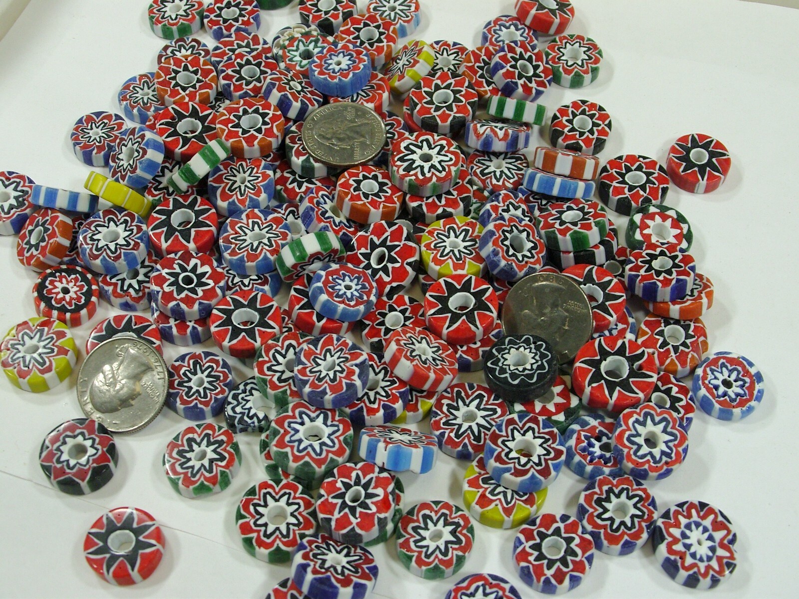 2 Pounds Assorted India Handmade Chevron Glass Beads Wholesale Bulk Lot (WC-91B)