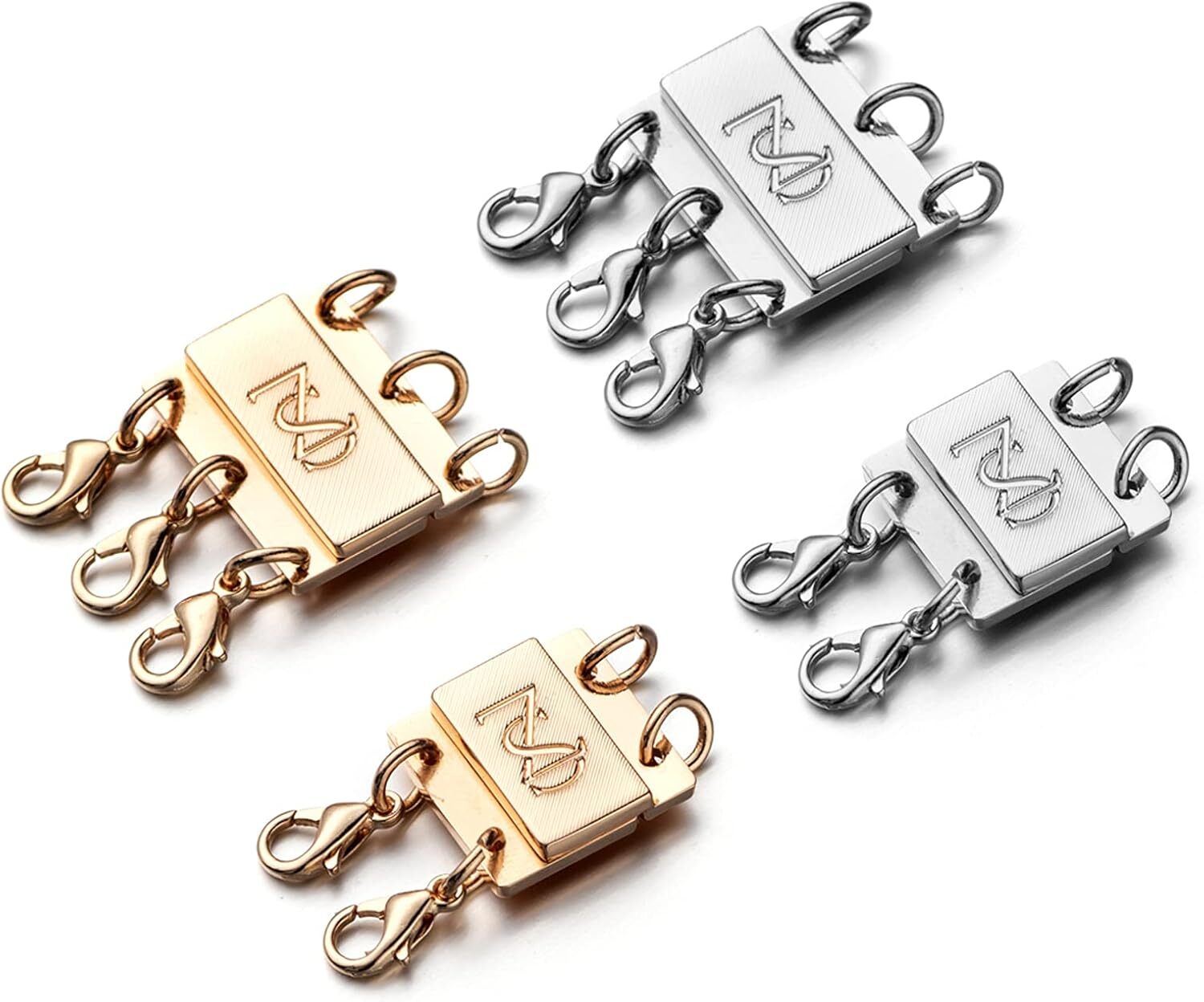 Layering Necklace Clasp, Lock Magnetic Necklace 2+3 Strands (Gold+Silver)