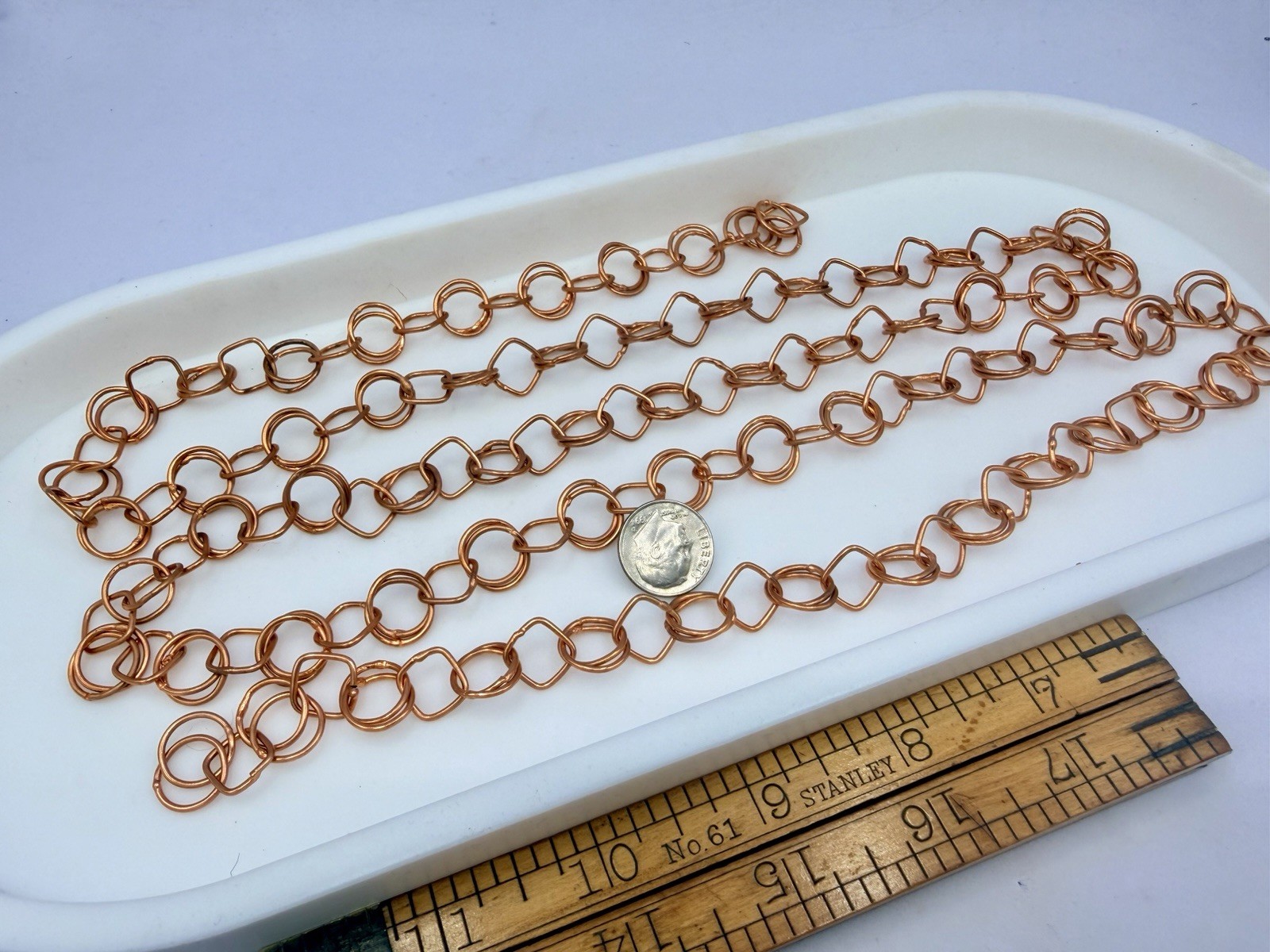 50” Handmade Copper Tone Chain Footage Squares & Circles Soldered Jewelry Making