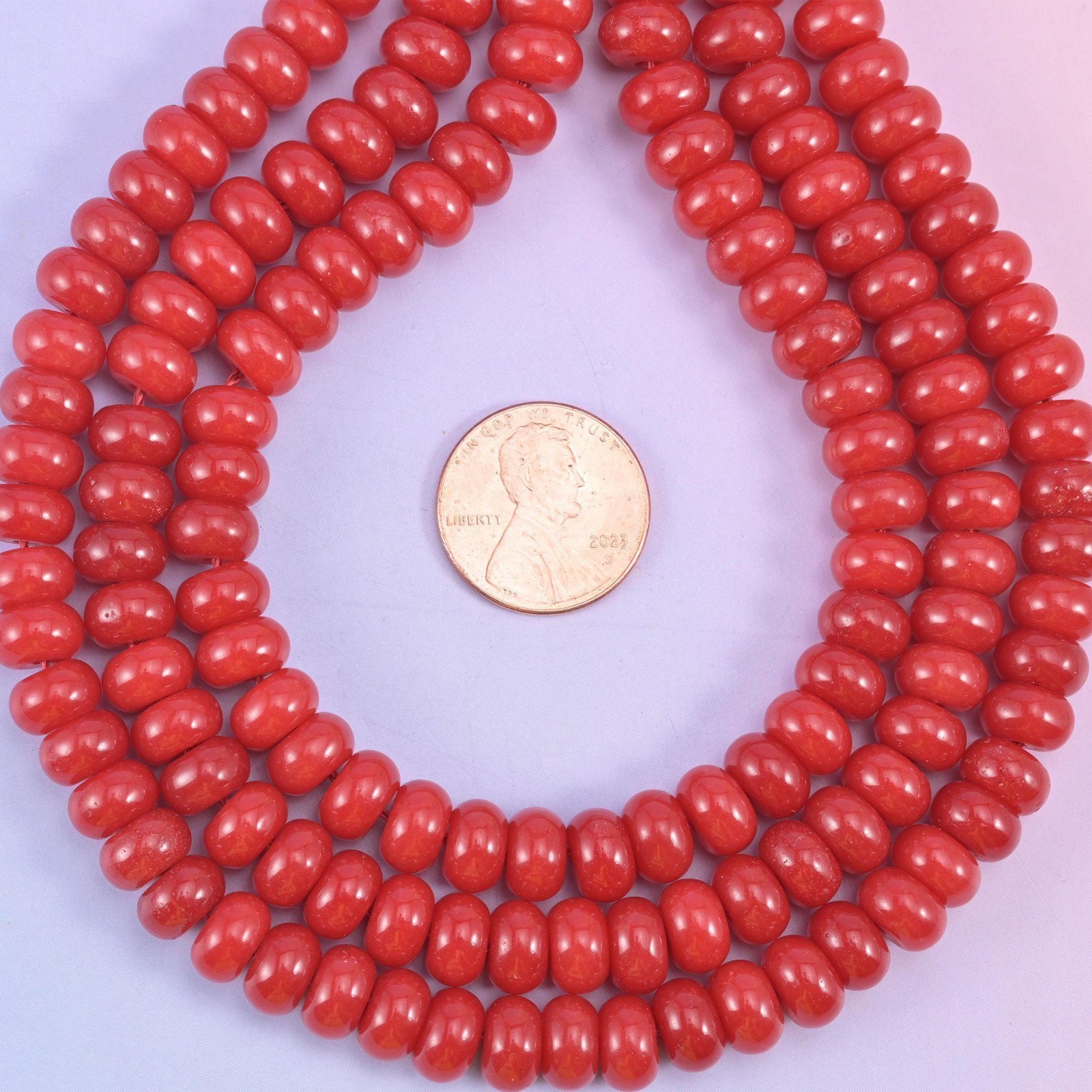 Red Dyed Jade Smooth Rondelle Beads Jewelry Making Size 5x8mm 15″ Strand