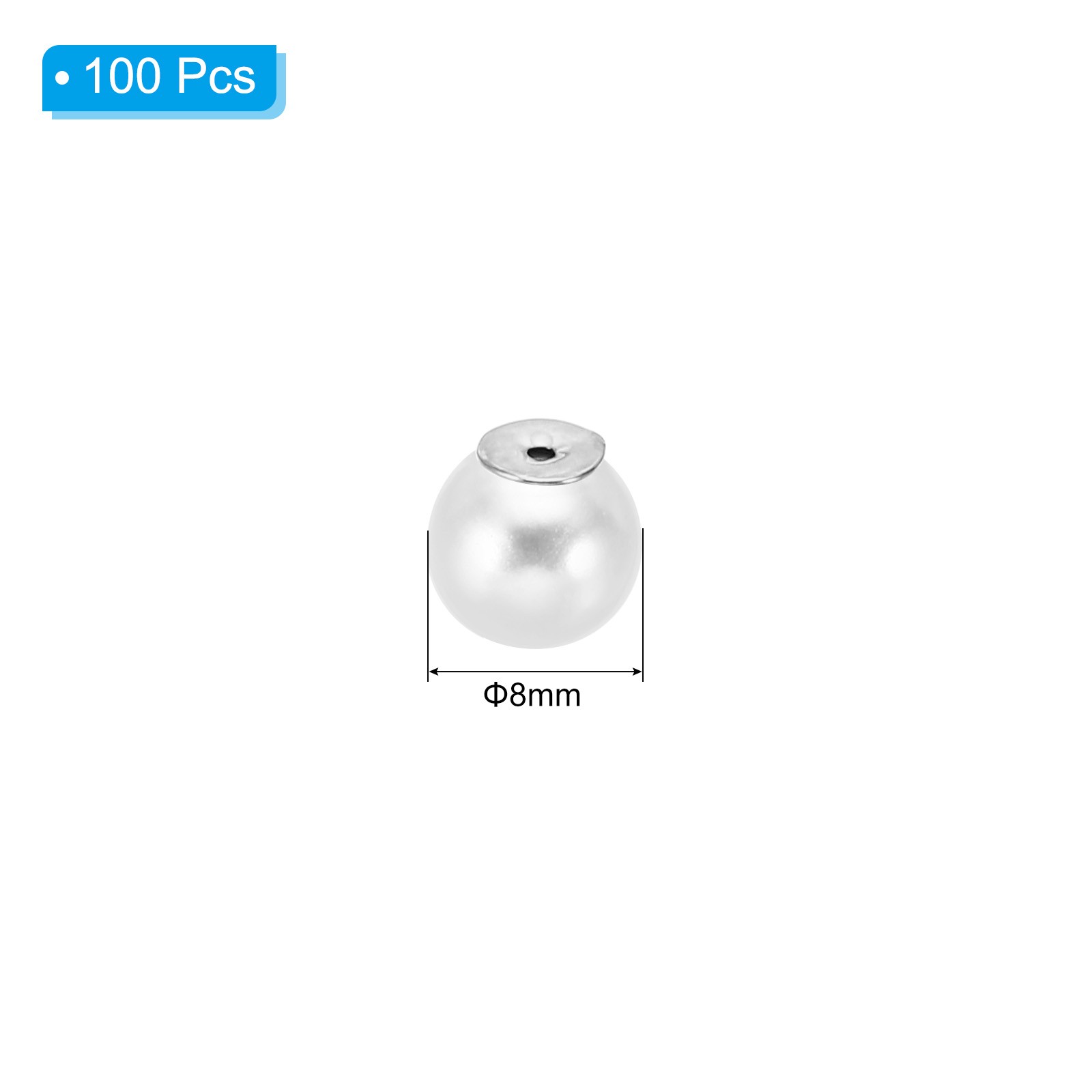 100Pcs 8mm Earring Backs Pearl Earring Backs Replacements Charm Silvery White