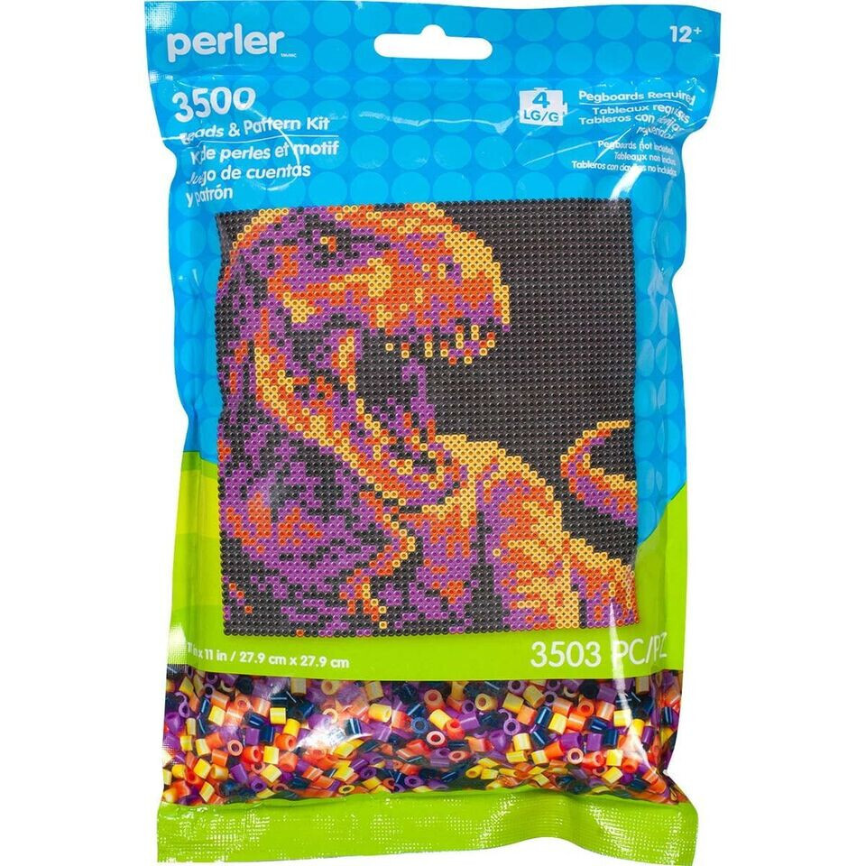 Perler Tyrannosaurus Rex Pattern Bag Beads Kit, 3500pcs, Dino 3500pcs