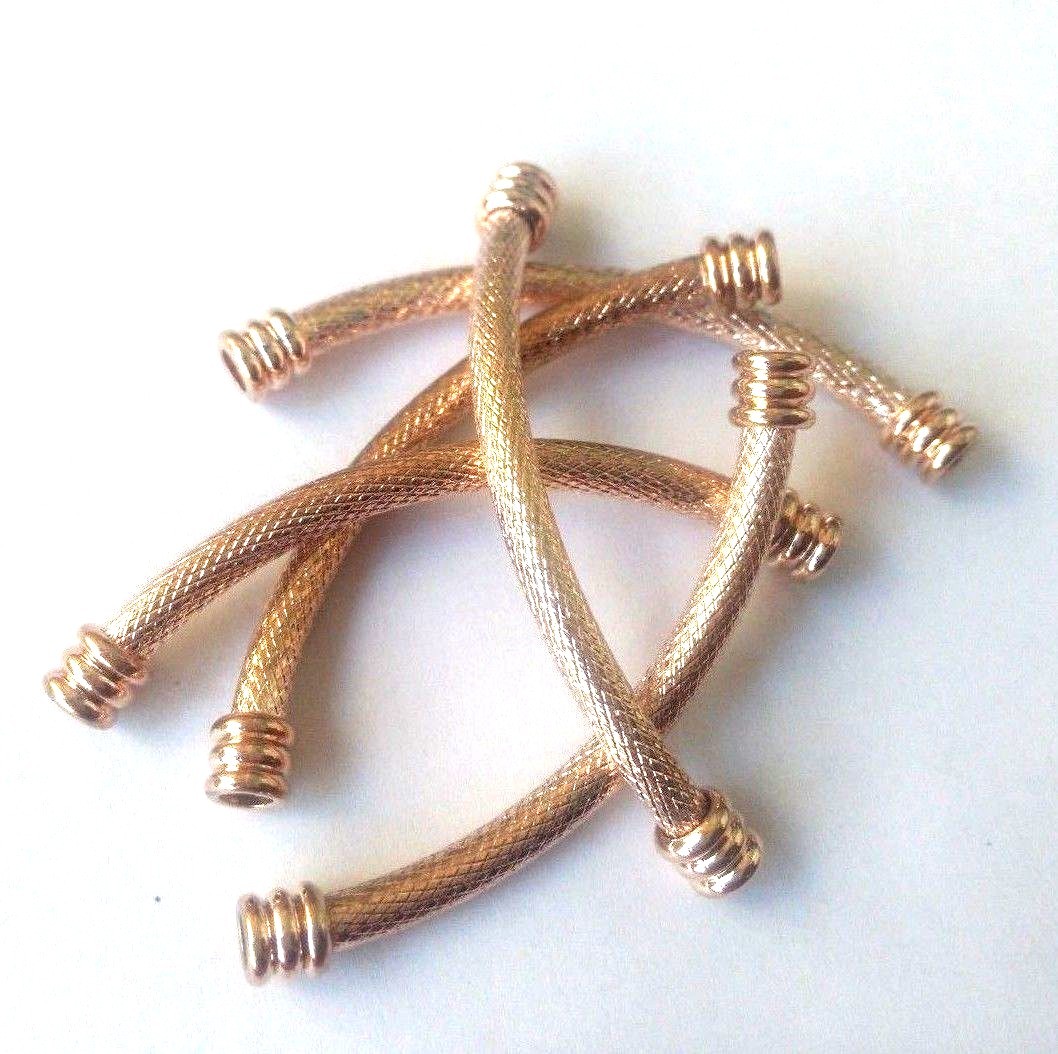 shine curved tube spacer rose gold Dull silver Gold plated alloy jewelry supply