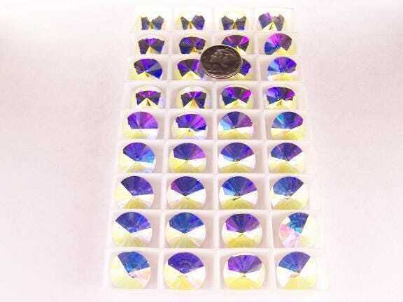 Crystal AB F 14mm Vintage Swarovski 2006 Flatback Rivoli Stone (1 piece)