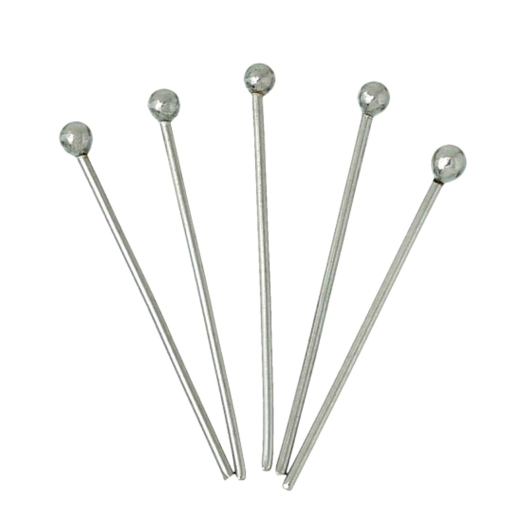 10 Stainless Steel Ball Silver 1 1/8 Inches 21 Gauge Bead Pin Findings Headpins