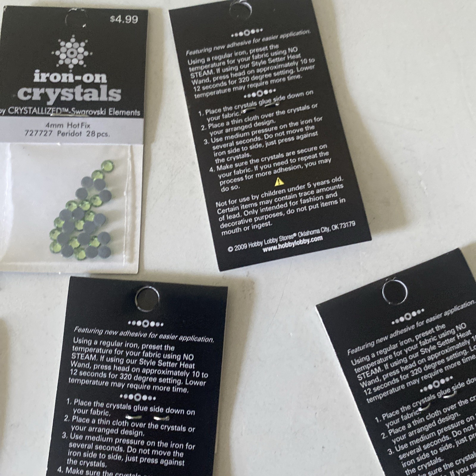 Lot of 8 Packs of Iron on Swarovski Elements Flat Back Crystals –