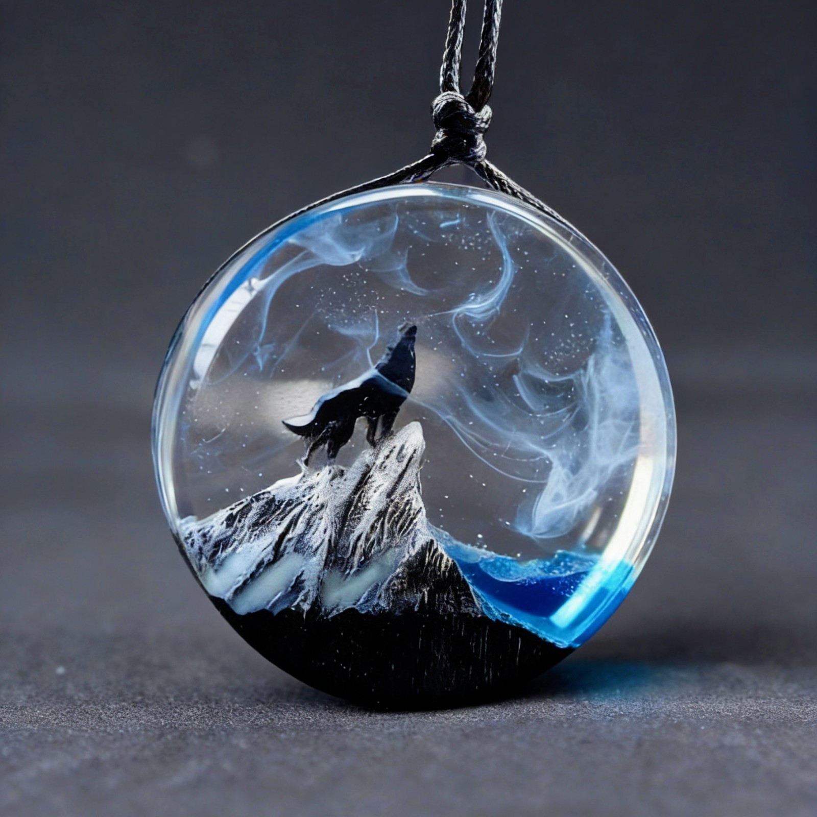 Artic Wolf Luminous Resin Pendant High Quality Handcraft Aurora Wintertime Gift