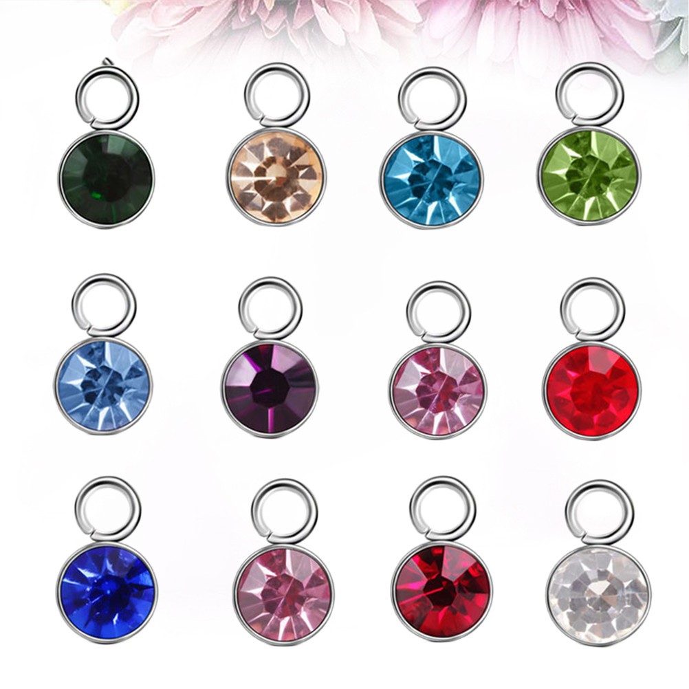 12 Pcs Crystal Birthstone Pendants Charms for Crafting People Birthday