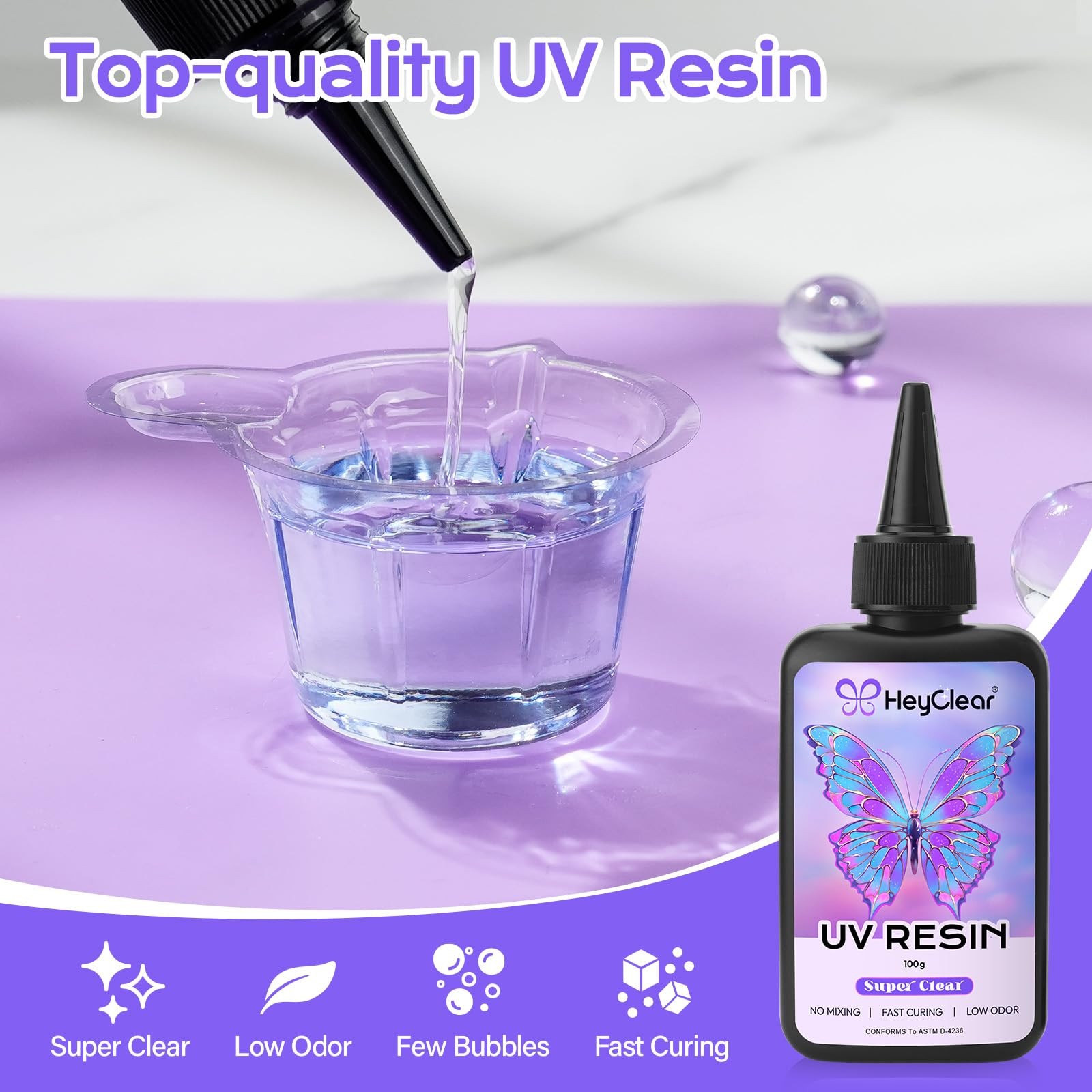 HeyClear UV Resin Kit with Molds and UV Light for Jewelry Making -300g Super