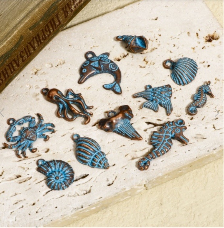 Crab Beach Charms 24mm Blue Copper Summer Ocean Pendants C916404 – 5 Or 10PCs