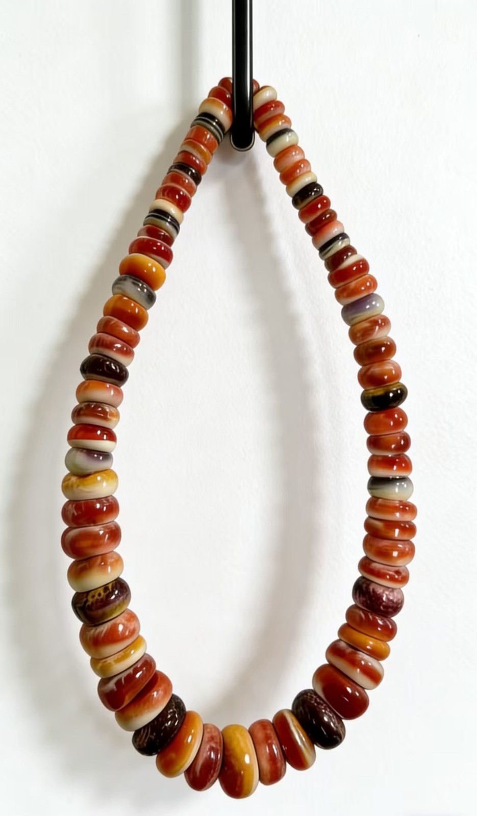 Natural Spiny Oyster Graduated Smooth Rondelle Beads Size 8-16mm 16″ Strand