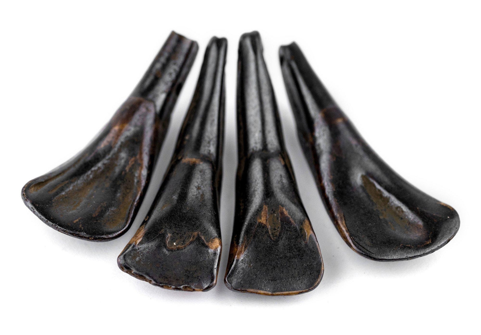 Dark Brown Water Buffalo Tooth Pendants Set of 4 Nepal Bone Large Hole