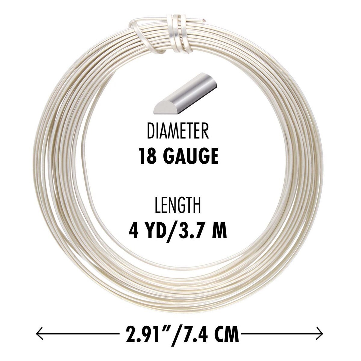 Beadsmith HALF ROUND Silver Plated Non-Tarnish 18 Gauge, 21 Gauge Craft Wire