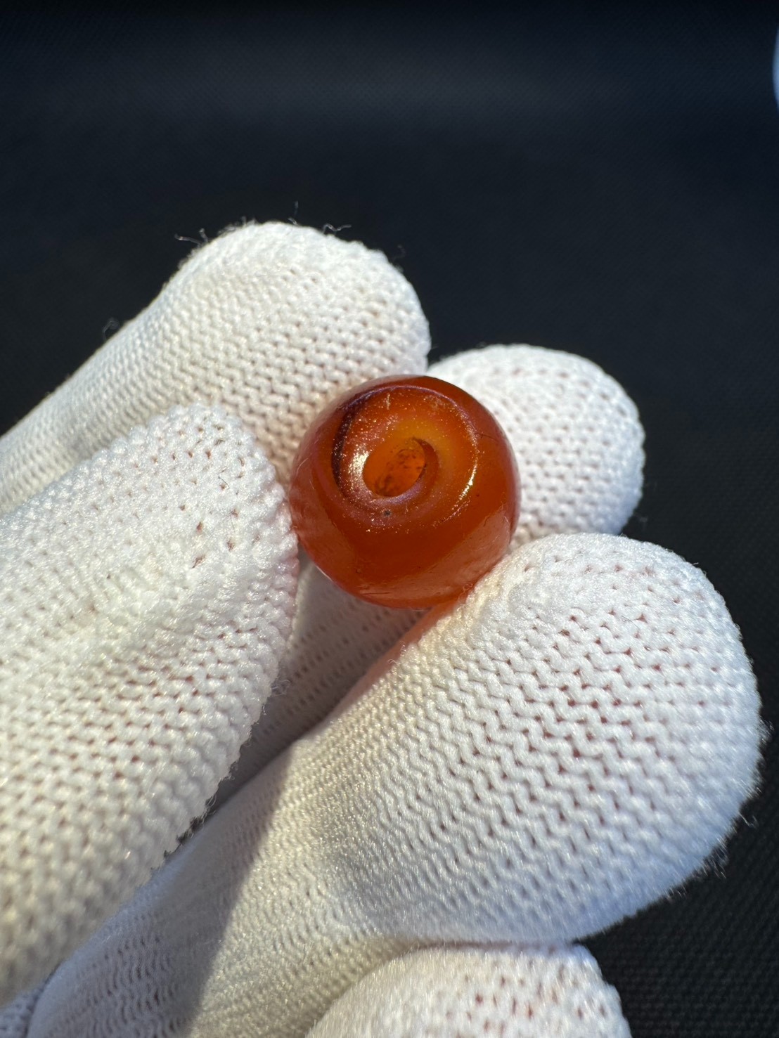 Qing Dynasty Marbled Glass Barrel Bead Chinese Antique Glass Bead