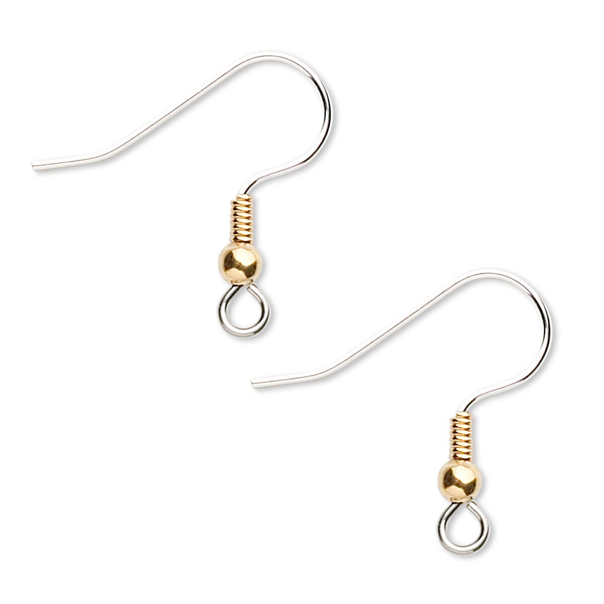 1000 Stainless Steel 21 Gauge 20mm FishHook Earwire with Gold Ball & Coil