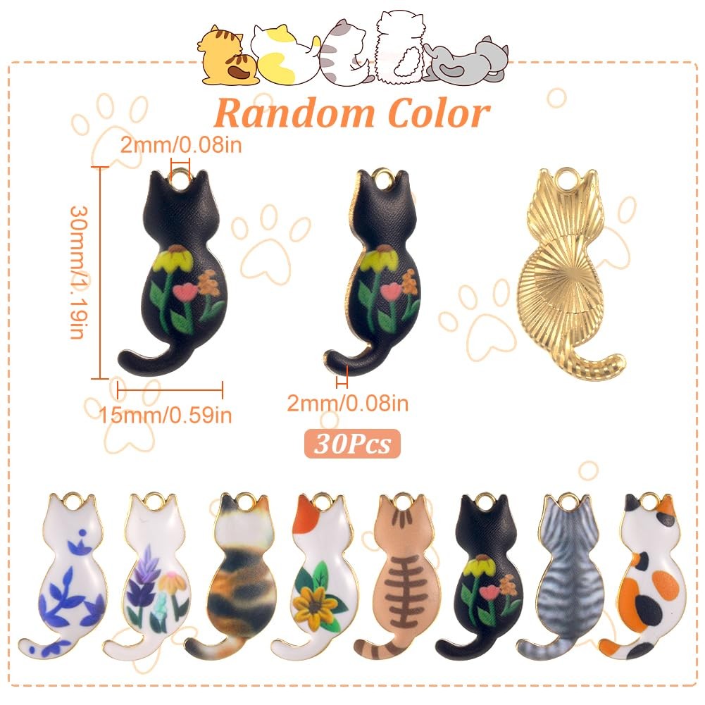 1 Box Cat Charms Bulk Pet Charms Kitty Charm Black Cat Kitten Animal Enamel C…