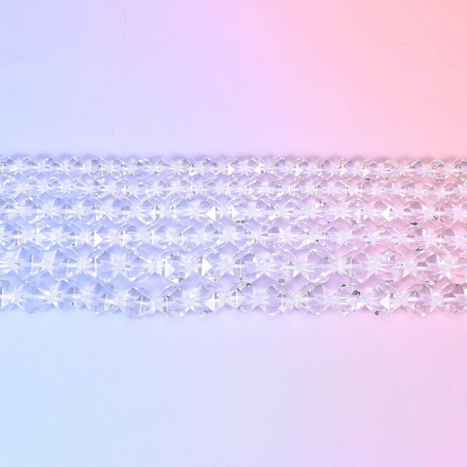 Clear Quartz Diamond Star Cut Beads 6mm 8mm 10mm Jewelry Making 15.5 Inch Strand
