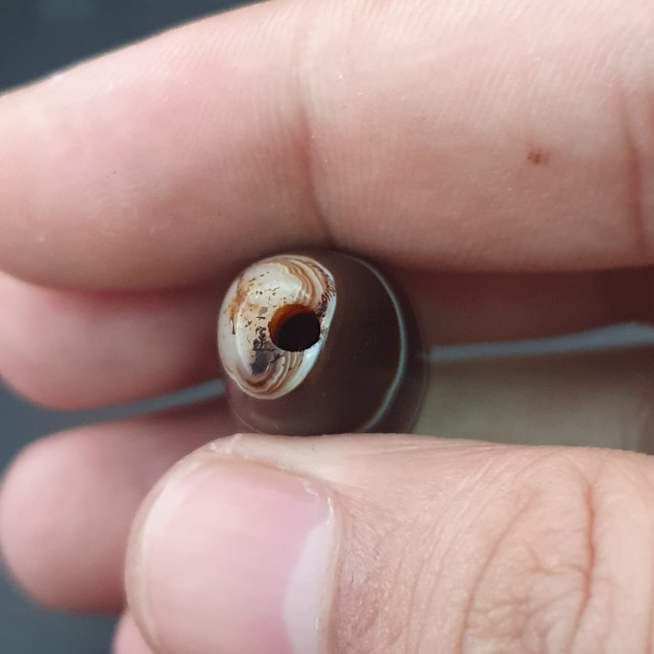Antique Middle Eastern Natural Eye Agate Bead Amulet 31mm | Protective Talisman