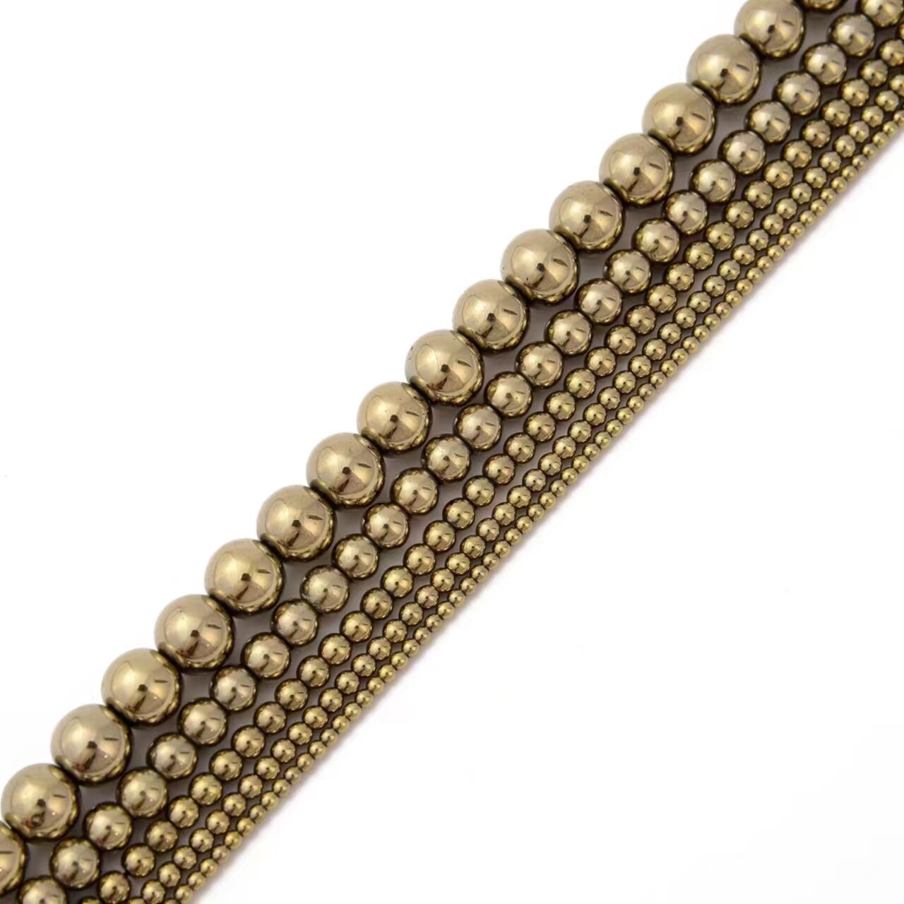 Titanium Hematite Pyrite Tone Smooth Round Beads Size 2mm – 10mm 15.5” Strand