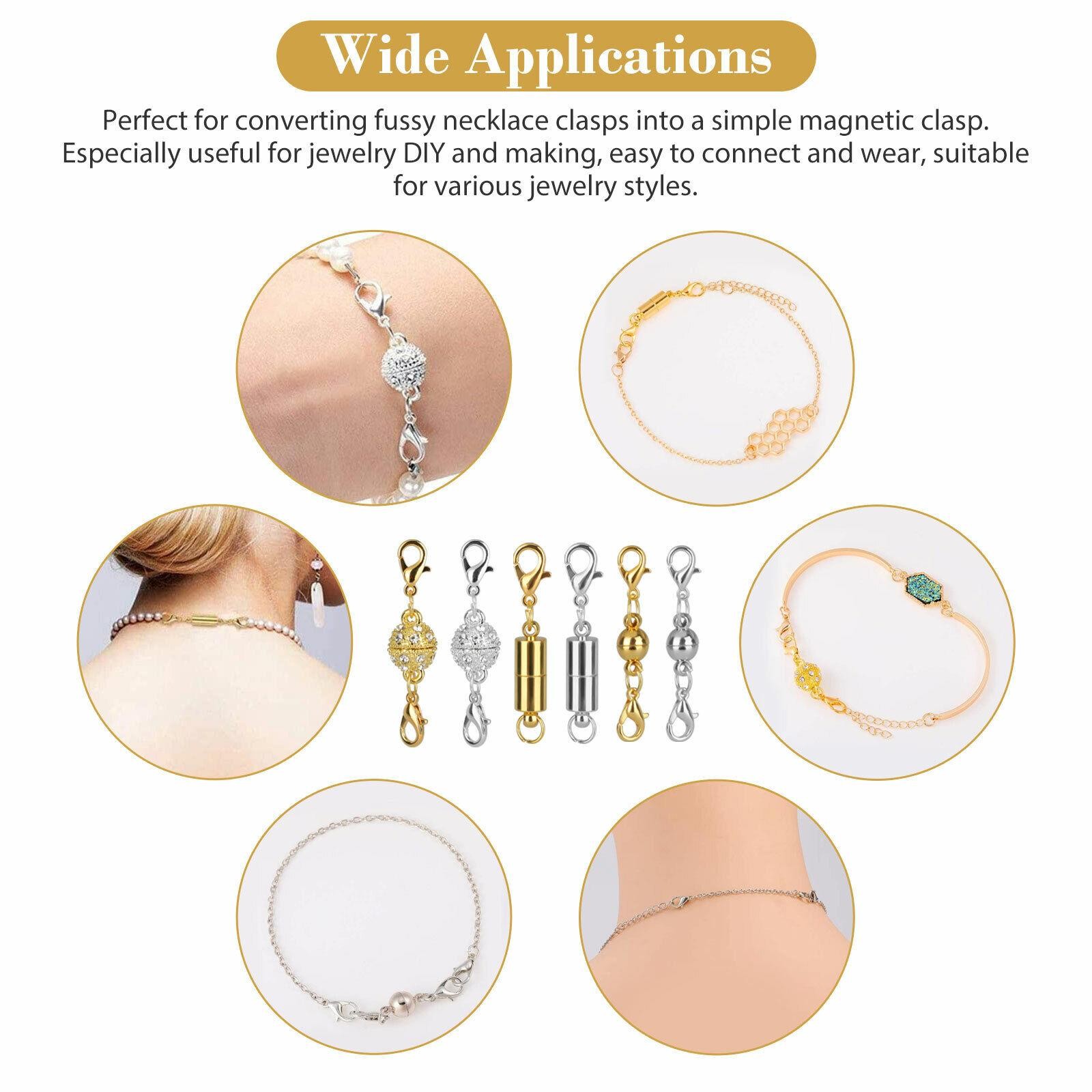 24PCS Magnetic Clasps Lobster Clasp Extender Kit For Jewelry Necklace DIY